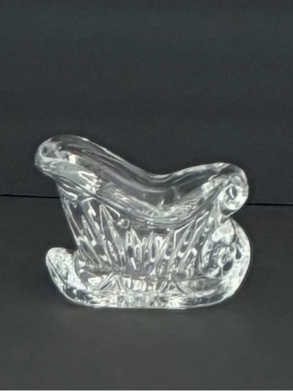 Vintage Lead Crystal Santa’s Sleigh Candy Dish 5.5”